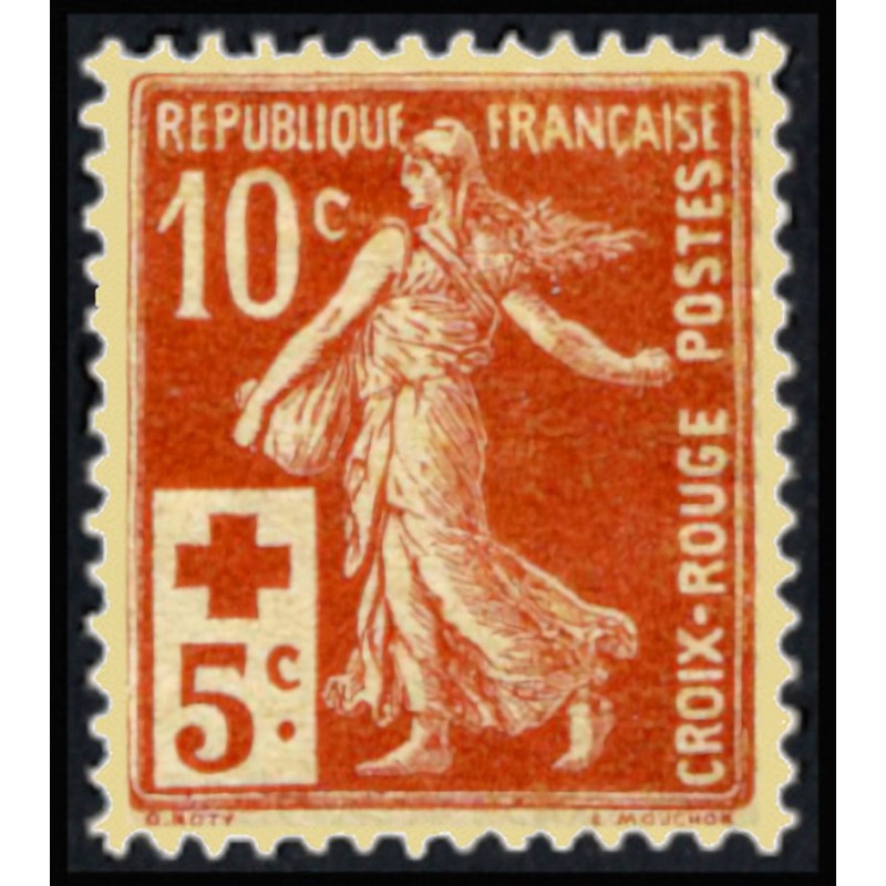 N° 144 10c.+5c. Semeuse camée avec surtaxe