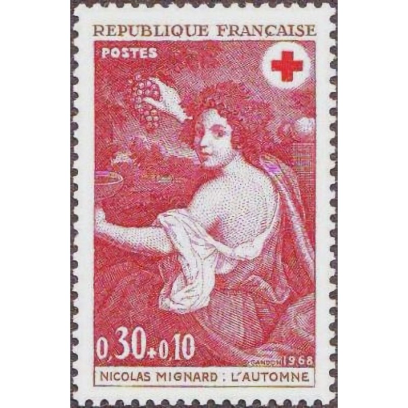 n°1581 0F30+0F10 Croix rouge 1968