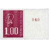 n°1895a 1F. Marianne de Béquet roulette avec n° rouge au verso
