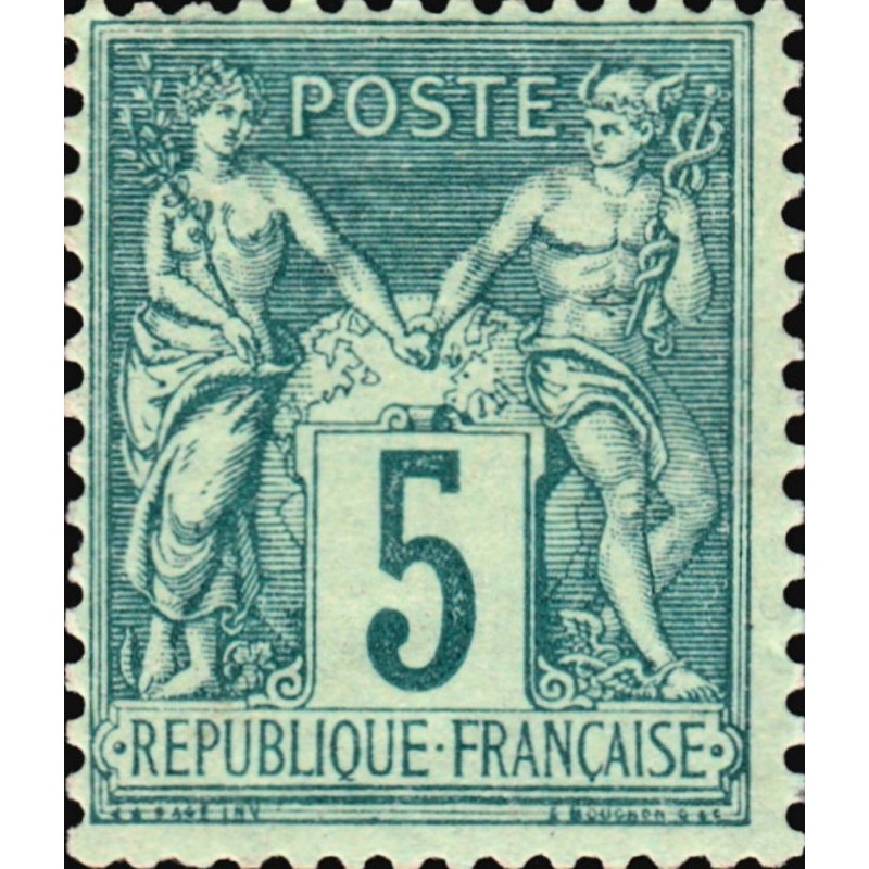 n°75j 5c. type Sage type II vert sombre sur vert