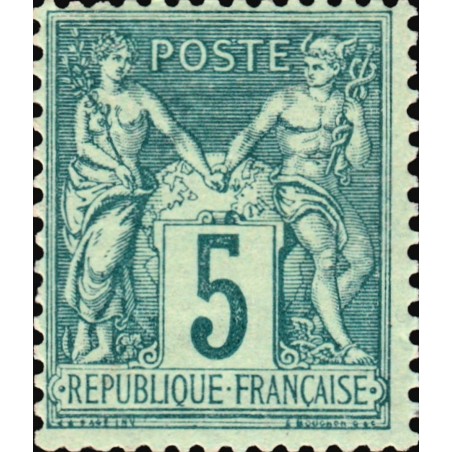 n°75j 5c. type Sage type II vert sombre sur vert