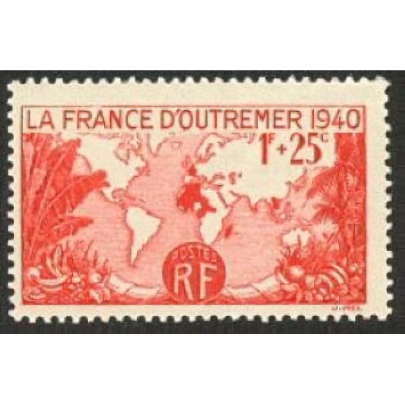 n°453 1F+25c. Pour la France d'outremer