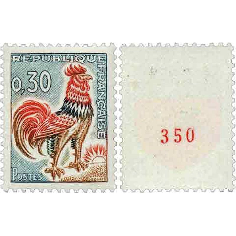 n°1331Ab 0F30 Coq de Decaris (numéro rouge au verso)