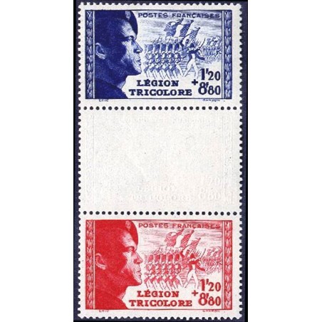 n°566a 1F20c+8F80c Légion tricolore paire avec intervalle