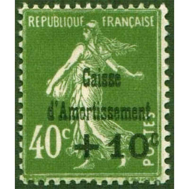 n°253 +10c sur 40 Semeuse camée caisse d'amortissement